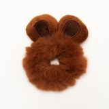 Scrunchie fluffy dik bruin