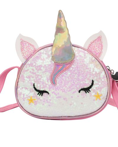 Unicorn tasje glitter roze