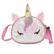 Unicorn tasje glitter roze