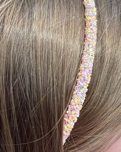 Glitter diadeem licht roze