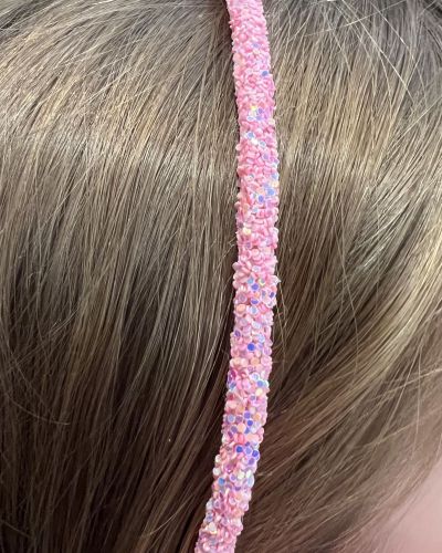 Glitter diadeem roze