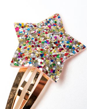 Haarspeldjes ster glitter multi