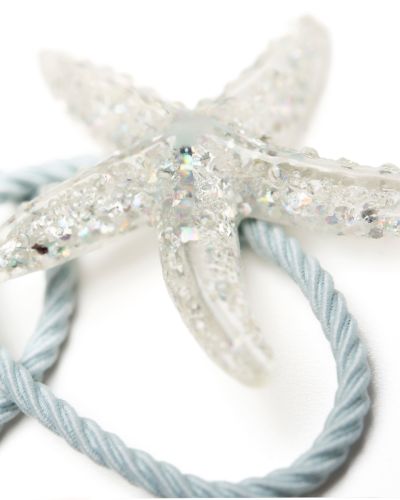 Elastiekje glitter zeester XL zilver