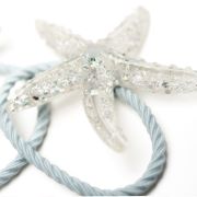 Glitter elastiekje zeester XL zilver