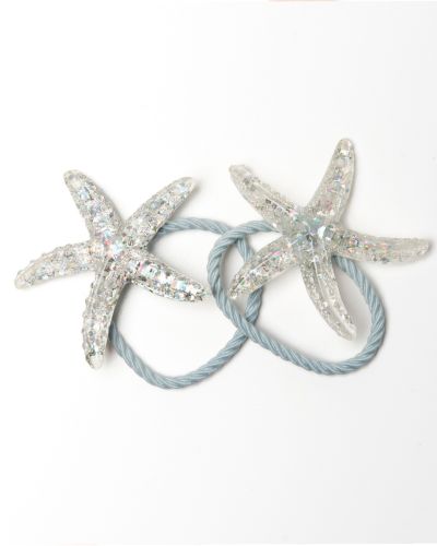 Glitter elastiekje zeester XL zilver