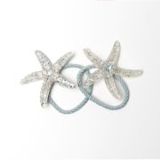 Glitter elastiekje zeester XL zilver