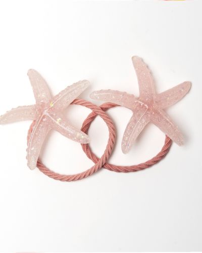 Glitter elastiekje zeester XL roze