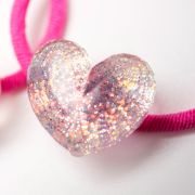 Glas elastiekje hart roze