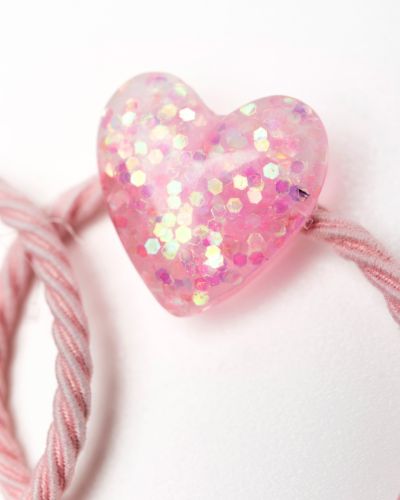 Elastiekje glitter hartje lichtroze