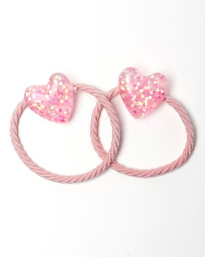 Glitter elastiekje hartje licht roze