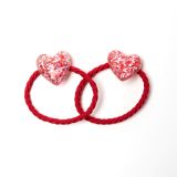 Glitter elastiekje hartje donker roze