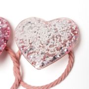 Glitter elastiekje hart XL roze