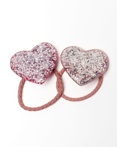 Glitter elastiekje hart XL roze