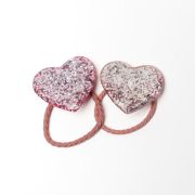 Glitter elastiekje hart XL roze