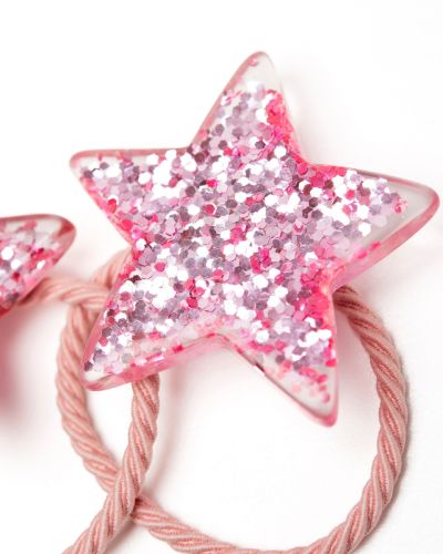 Elastiekje glitter ster XL roze