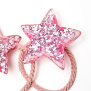 Glitter elastiekje ster XL roze