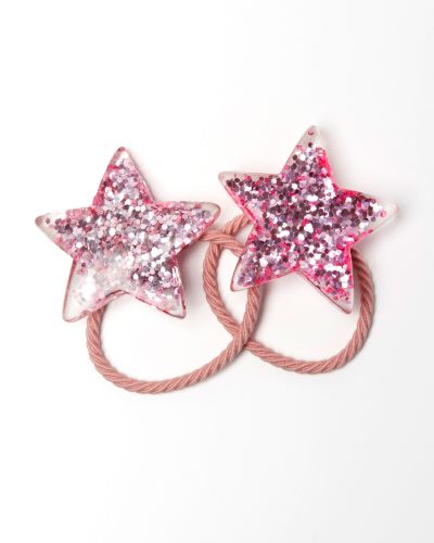 Glitter elastiekje ster XL roze