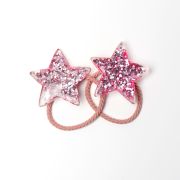 Glitter elastiekje ster XL roze