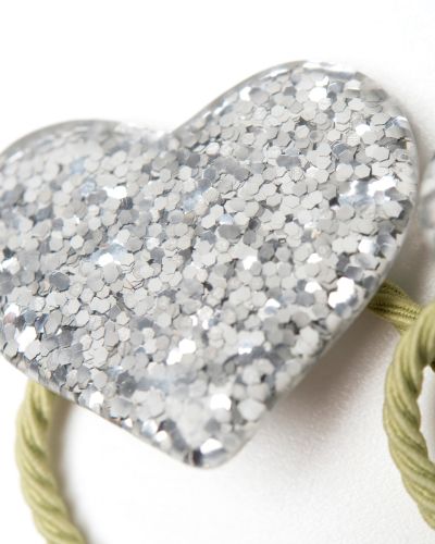 Elastiekje glitter hart XL zilver