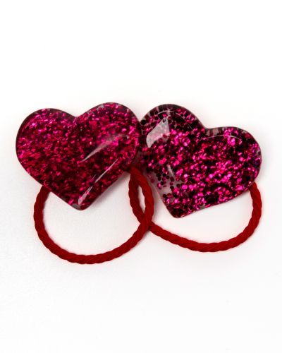 Glitter elastiekje hart XL rood