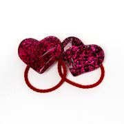 Glitter elastiekje hart XL rood