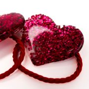 Glitter elastiekje hart XL rood