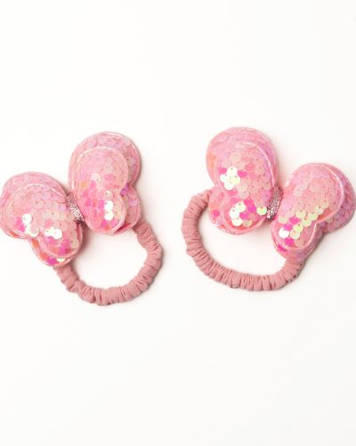 Pailletten elastiekje vlinder roze