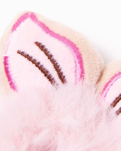 Scrunchie fluffy dik roze