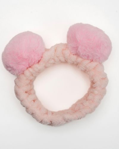 Oorwarmer bollen roze