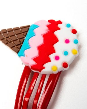 Haarspeldjes ijshoorntjes rood