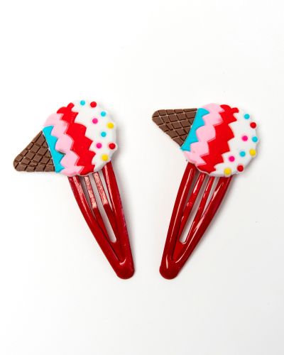 Haarspeltjes ijshoorntjes rood