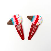 Haarspeldjes ijshoorntjes rood