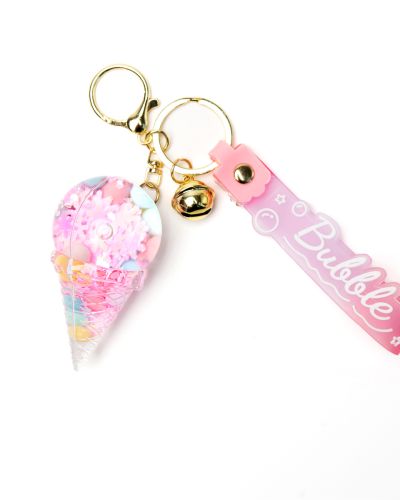 Sleutelhanger gevuld ijsje roze
