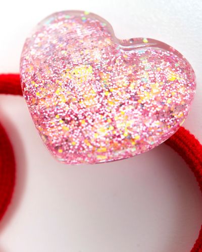 Haarelastiekje glitter glas hartje