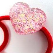 Haarelastiekje glitter glas hartje