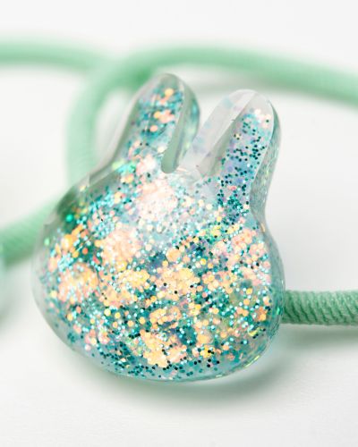 Haarelastiekje glitter glas konijntje
