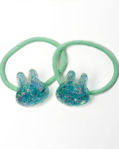 Haarelastiekje glitter glas konijntje