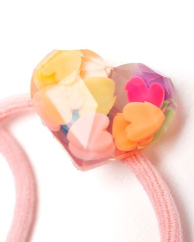 Haarelastiekjes hartjes glas multi color