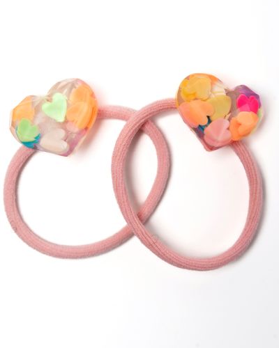 Haarelastiekjes hartjes glas multi color