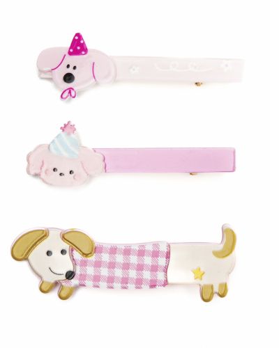 Haarspeldjes hondjes trio feestmuts