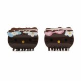 Haarclip kitty bruin