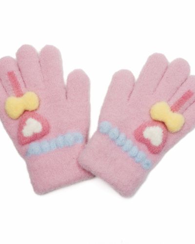Handschoenen hart met strik roze