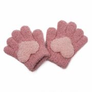 Handschoenen fluffy hart donkerroze