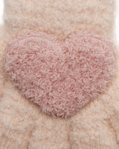 Handschoenen fluffy hart lichtroze