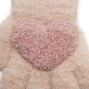 Handschoenen fluffy hart lichtroze