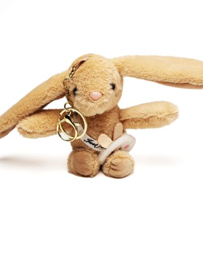 Sleutelhanger konijn met tasje bruin