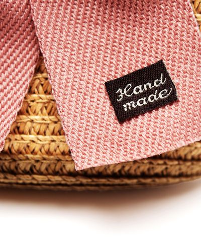 Rieten tasje klein strik bruin