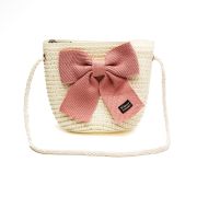 Rieten tasje klein strik wit