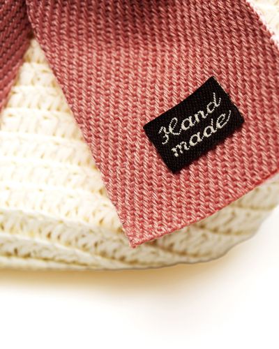 Rieten tasje klein strik wit