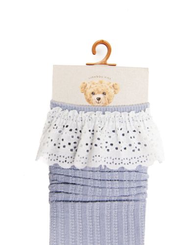 Sokjes met kant licht blauw